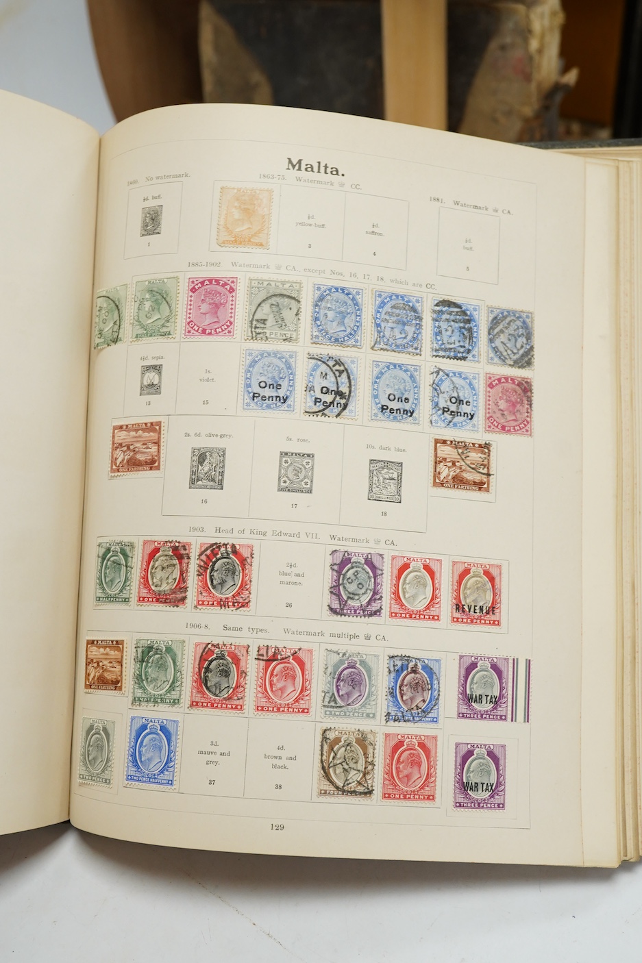 Three Edwardian and later stamp albums, The Grafton Stamp Album, containing a good selection of British stamps from 1841 to 1978, including Two Pence blue, 1840s/50s Penny Reds, Victoria Army Official, a substantial run